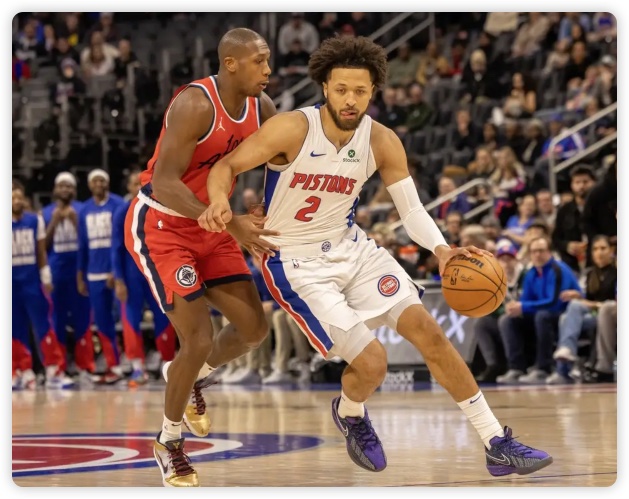 坎宁安32+9哈登两双 伦纳德缺阵活塞胜快船豪取7连胜